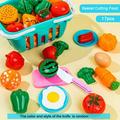 Cutting Play Food Set For Kids Kitchen Toys Food Cutting Toys Fruits And Vegetables With Storage Basket Fake Food Pretend Play Kitchen Accessories Toys For Toddlers Boys Girls Xmas Gifts