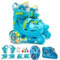 Skating Shoes for Kids Flash Roller Skates Set with Safety Gear and Roadblock Backpack Perfect for Young Skaters!