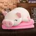 40-75CM Squishy Pig Stuffed Doll Lying Plush Piggy Toy Animal Soft Plushie Hand Warmer Pillow Blanket Kids Baby Comforting Gift 60cm 3-in-1 white close eyes