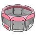 Imerelez 45 Portable Foldable 600D Oxford Cloth & Mesh Pet Playpen Fence with Eight Panels Pink