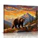 Nawypu Abstract Animal Wall Art Brown Bear in the Moutain Giclee Art Print Poster Picture Forest Rocky Mountain Artwork for Office Home Living Room Wall Decoration