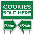 Banner And Outdoor Signs Girl Scout Cookies Banner And Sign Set Includes A 2 Foot By 4 Foot Banner And 2 Arrow Signs 18.6 Inches By 22 Inches Signs Include 2 Stakes Each