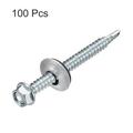 100pcs Durable Furniture Zinc Plated Steel Self-Drilling Screw Machinery Roofing Screws Hex Head Self Tapping Screws External Hexagon Screw M5.5X50MM