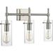 JIAH Effimero Bathroom Vanity Lights Fixtures 3 Lights Over Mirror Brushed Nickel Vanity Lights For Bathroom Light Fixtures Industrial Lighting Clear Glass Covers UL Listed