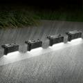 4pcs Solar Step Lights Waterproof Led Solar Lights For Railing Stairs Step Fence Yard Patio And Pathway Warm White LED Lamp Outdoor Garden Lights Waterproof Balcony Deck Light Night Light Water