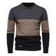 Men's Pullover Sweater Jumper Fall Sweater Jumper Waffle Knit Regular Knitted Color Block Crew Neck Modern Contemporary Work Daily Wear Clothing Apparel Winter Blue Brown S M L