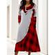 Women's Plaid Dress Winter Dress Print Dress Plaid Patchwork Button Cowl Neck Midi Dress Daily Vacation Long Sleeve Fall Winter