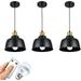 Battery Operated Hanging Light with Remote-3 Pack Pendant Lighting for Kitchen Island Battery Operated Chandelier with Rechargable Light Bulbs (Color : Black)