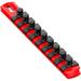 Ernst Manufacturing 8-Inch Magnetic Socket Organizer with 9 3/8-Inch Twist Lock Clips Red (8411M-Red-3/8)