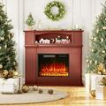 Waleaf 43â€� Electric Fireplace Mantel Wooden Surround Firebox TV Stand with 23 Freestanding Electric Fireplace