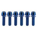 Wanyifa Titanium Ti Allen Hex M5x16 18mm Tapered Head Bolt with Washer Screw for Bicycle Stem Parts Pack of 6 (Blue M5x18mm)