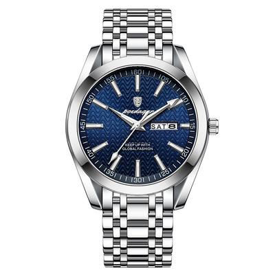 POEDAGAR Men Quartz Watch Minimalist Fashion Business Wristwatch Luminous Calendar Date Week Waterproof Steel Watch