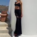 Bra Skirt Sets Women's Black White Solid Color Cut Out Beach Swimming Vacation Sexy Strap Regular Fit S