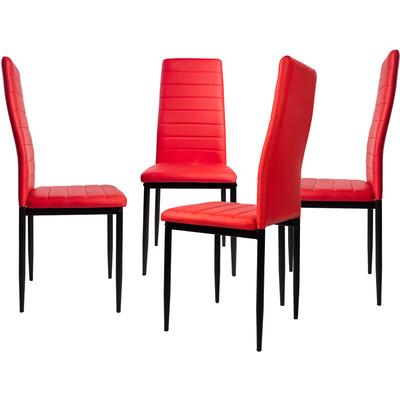 Esszimmerstühle 2/4/6/8 Set Stuhl Küchenstuhl Esszimmerstuhl Wohnzimmerstühle, Rot, 4er Image