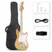 Imerelez Glarry 4 String 30in Short Scale Thin Body GB Electric Bass Guitar with Bag Strap Connector Wrench Tool Burlywood