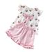 TureClos Girls Clothing Set Sleeveless Baby Summer Ice Cream Top T-shirt Bow Decoration Elastic Waist Shorts 2 Pieces Outfits Pink 80cm