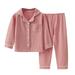 Elainilye Fashion Toddler Baby Kids Pajamas 2 Piece Winter Boys Girls Long Sleeved Button-Down Suit Thin Velvet Homewear Sleepwear Red