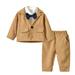 QIANGONG Boys Outfit Sets Solid Boys Outfit Sets Turndown Neckline Long Sleeve Boys Outfit Sets Brown 4-5 Years