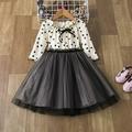 TUWABEII Newborn Infant Baby Girls Princess Dress Toddler Girl Fashion Long Sleeved Polka Print Bow Mesh Skirt