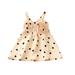 Girls Cute Dresses Holiday Playwear For Little GirlsSummer Scoop Neck Sleeveless Floral Flowy Print Plain Sun Beach Casual Fall Winter Clothes Beige 140