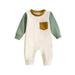 QIANGONG Baby Boys One-piece Pajamas Patchwork Color Baby Boys One-piece Pajamas Crew Neck Long Sleeve Baby Boys One-piece Pajamas Green 18-24 Months