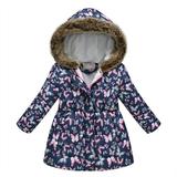 QUYUON Toddler Boy Jacket Clearance Long Sleeve Puffer Jacket Toddler Baby Floral Print Jacket Parkas Hoodies Tops for Kids Winter Thick Warm Windproof Coat Outwear Jackets Navy 8T