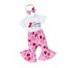 Meihuid Charming Baby Girls Summer Outfit adorned with Letters Print Romper Heart Pants and Headband