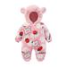 QIANGONG Baby Boys Bodysuits Cow Prints Baby Boys Bodysuits Hooded Long Sleeve Baby Boys Bodysuits Pink 9-12 Months
