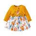 Youmylove Toddler Cardigan Dress Girls Dinosaur Floral Printed Sleeveless Tank Dress Long Sleeve 2PCS Outfits Baby Child Dailywear