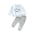 FOCUSNORM Infant Toddler Baby Boy Fall Winter Outfits Letters Print Sweatshirt Tops Casual Pants 2Pcs Clothes