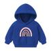 Virmaxy Christmas Toddler Baby Boys Girls Cute Hoodies Love Rainbow Stripes Printed Fleece Sweatshirt Long Sleeve Pullover Plush Hoodies with Robbie Cuffs For The Baby Christmas Gifts Blue-A 4T
