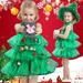 Jacenvly Winter Girls Dresses Clearance Skin-Friendly Long Sleeve Shift Dress New Style Toddler Kids Baby Girls Christmas Tree Dress Party Tank Top Dress with Hat Outfits Green