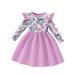 Xkwyshop Children s Girl Dress with Long Sleeves Casual Floral Print A-Line Princess Dress