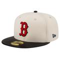 Men's New Era Cream Boston Red Sox Game Night Leather Visor 59FIFTY Fitted Hat