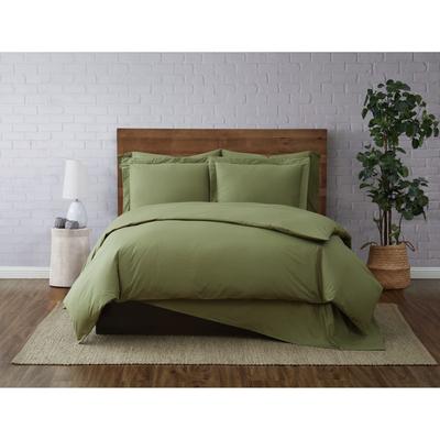 Solid Percale Blush 3 Piece Duvet Set by Cannon in Green (Size KING)