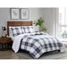 Cozy Teddy Plaid 3 Piece Comforter Set by Cannon in Blue Cream (Size KING)