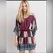 American Eagle Outfitters Dresses | American Eagle Outfitters Boho Pathchwork Quilt Mini Dress Women's Size Large | Color: Purple/White | Size: L