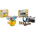 LEGO Creator 3in1 Gießkanne mit Blumen Set, Kinderzimmer-Deko & Creator 3in1 Retro Kamera Spielzeug mit 3 Modellen für Mädchen und Jungen