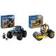 LEGO City Blauer Monstertruck, Offroad-Auto-Spielzeug, Fahrzeug-Set & City Straßenwalze, Baustellenfahrzeug für Kinder ab 5 Jahren