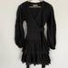 Free People Dresses | Free People X Maia Bergman Mika Linen Wrap Mini Dress In Black, Size Xs Nwot | Color: Black | Size: 0