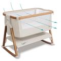 Tutti Bambini CoZee® Air Extra Breathable Next To Me Crib & Standalone Baby Cot - Baby Rocker with Deluxe Airflow Mattress, Easy Fold Baby Bed, Travel Cot with Mattress (0-6 Months) - Walnut/Ecru