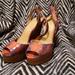 Nine West Shoes | Multi-Color Snakeskin Print Wooden Sandal Heels | Color: Orange/Purple | Size: 9.5