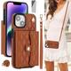 BGGCHEECA RE-C Crossbody Wallet Case for iPhone14【+2*Screen Protectors】 6.1" Lanyard Crossbody/Wrist Strap, RFID Blocking,4 Card Slots, Women PU Leather Purse Kickstand (Brown, iPhone 14)