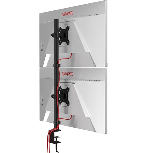 Duronic Monitor Stand Monitor Arms Desk Mount for Height Adjustable Vertical Monitor Mounts with VESA 75 100 Monitor Riser Home Office (Tall Vertical Dual Monitor Arm Desk Mount)