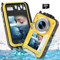 YISENCE Digital Camera, Underwater Camera 4K HD 48MP Autofocus 16X Digital Zoom with 32GB Card Selfie Dual Screen 11ft Digital Camera Waterproof for Snorkelling