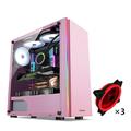 Gaming Case,Mid-Tower PC Gaming Case ATX/M-ATX/ITX - Front I/O USB 3.0 Port - Full Side Through Glass - Includes Red Dual Aperture Fan (Size : 3 fans)
