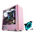 Gaming Case,Mid-Tower PC Gaming Case ATX/M-ATX/ITX - Front I/O USB 3.0 Port - Full Side Through Glass - Includes Blue Dual Aperture Fan (Size : 6 fans)
