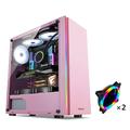 Gaming Case,Mid-Tower PC Gaming Case ATX/M-ATX/ITX - Front I/O USB 3.0 Port - Full Side Through Glass - Includes Color Dual Aperture Fan (Size : 2 fans)