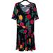 Lularoe Dresses | Lularoe Nicole Black Multicolor Floral Print Short Sleeve Fit And Flare Dress Xl | Color: Black/Pink | Size: Xl