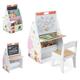 Maxmass Kids Art Table and Chair, Wooden Children Activity Play Table with Double-Sided Art Easel, 2-Tier Bookshelf, Storage Bin, Toddler Craft Table Set for Drawing, Studying, Eating (White)